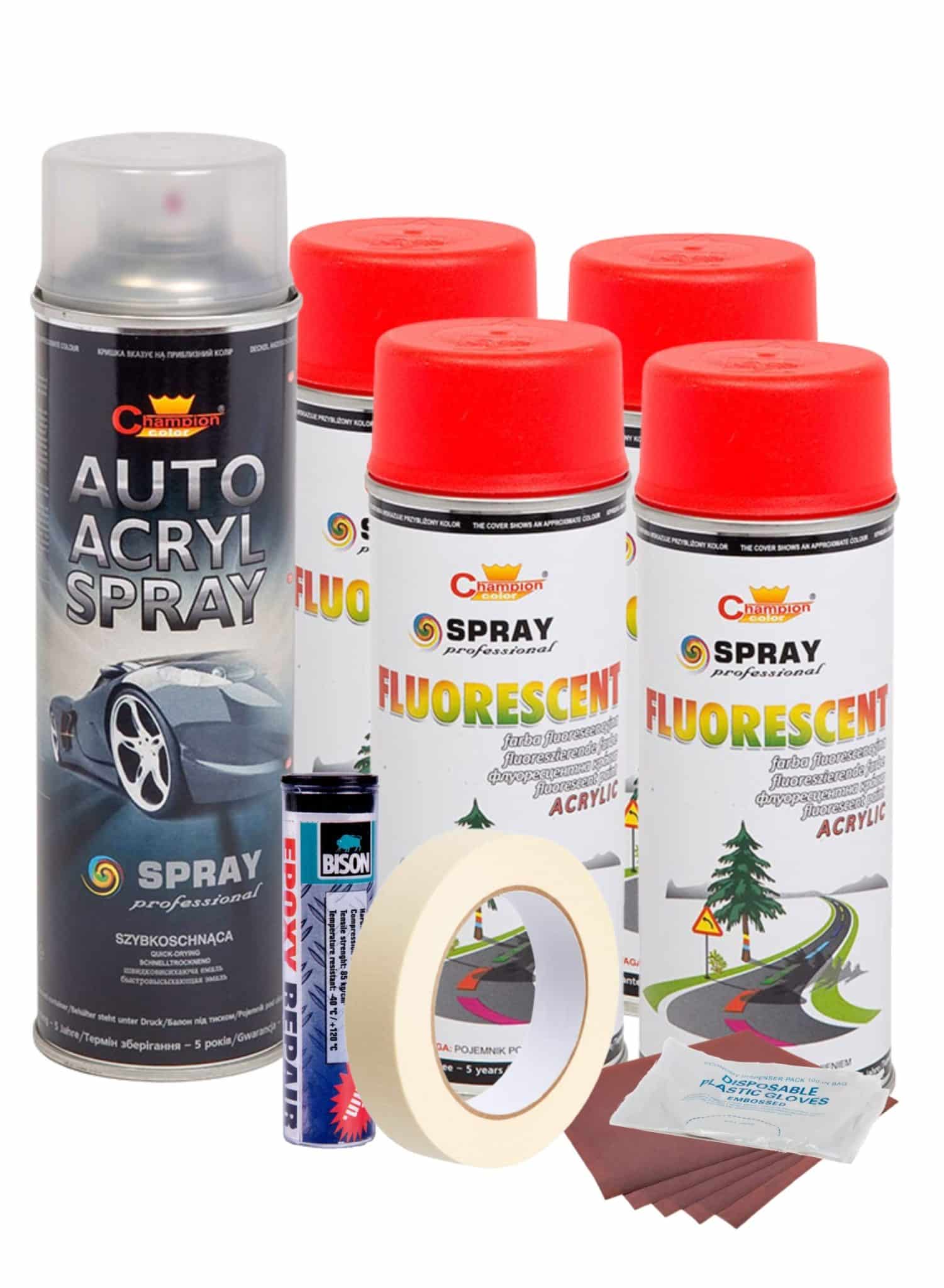 AVEX – Kit complet reparatie si vopsire jante culoare Rosu Fluorescent, V4