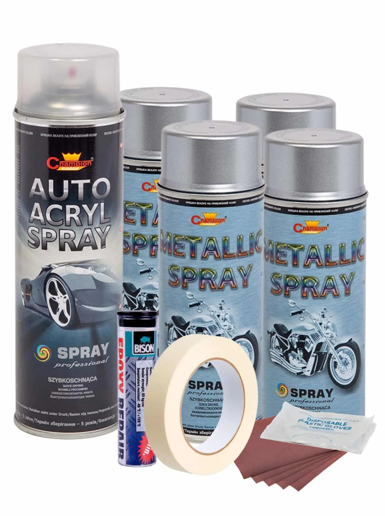 AVEX – Kit complet reparatie si vopsire jante culoare Argintiu Metalizat, V4