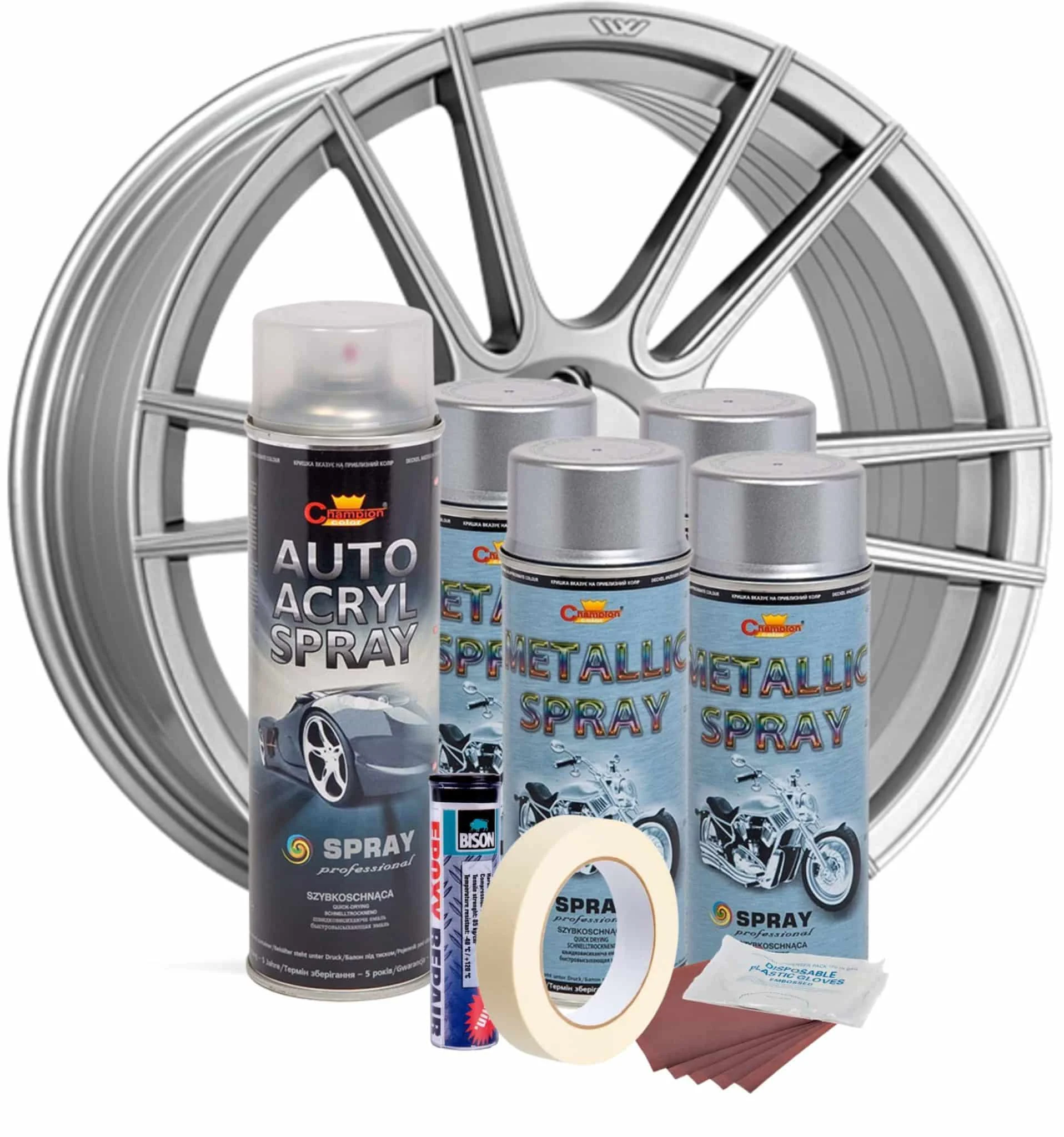AVEX – Kit complet reparatie si vopsire jante culoare Argintiu Metalizat, V4