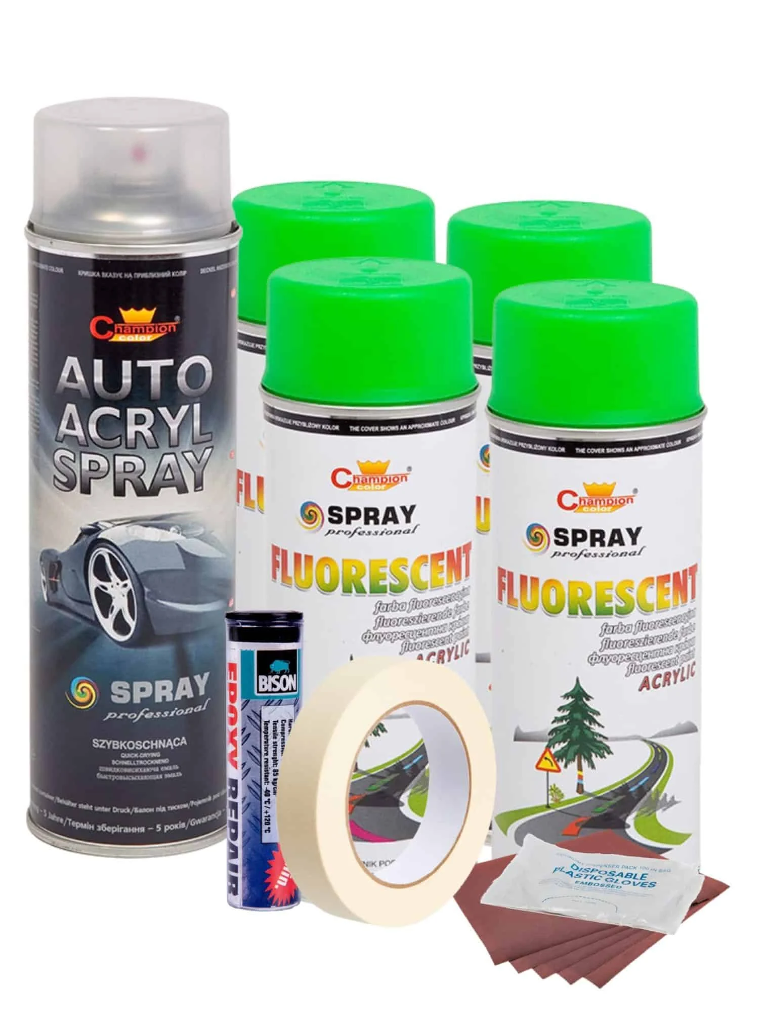 AVEX – Kit complet reparatie si vopsire jante culoare Verde Fluorescent, V4