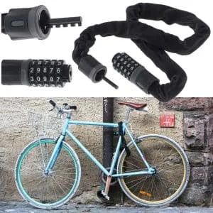 AVEX – Antifurt bicicleta, Dispozitiv de blocare biciclete, Cifru cu 5 digits, lungime 90cm, culoare Neagra