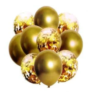 AVEX – Set 10 buc. baloane pentru petrecere Auriu Metalic + Confetti
