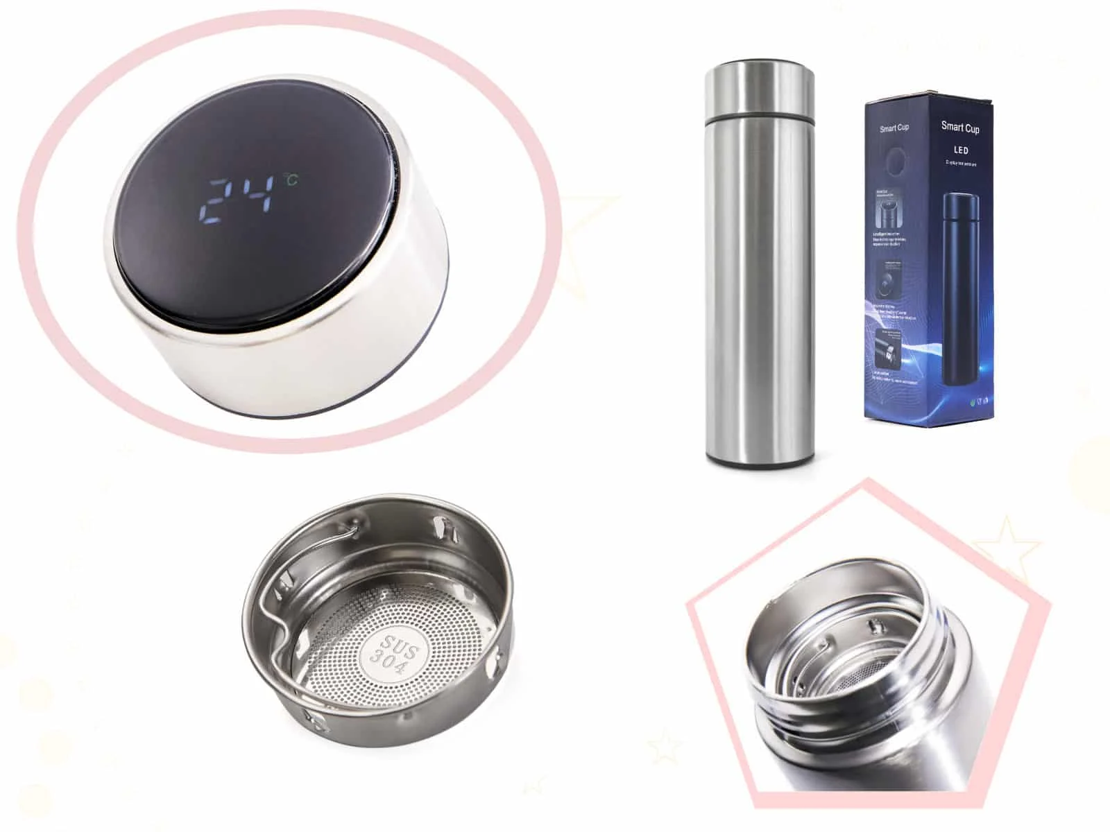 AVEX – Recipient Termos SMART CUP LED, 500ml, cu afisaj temperatura