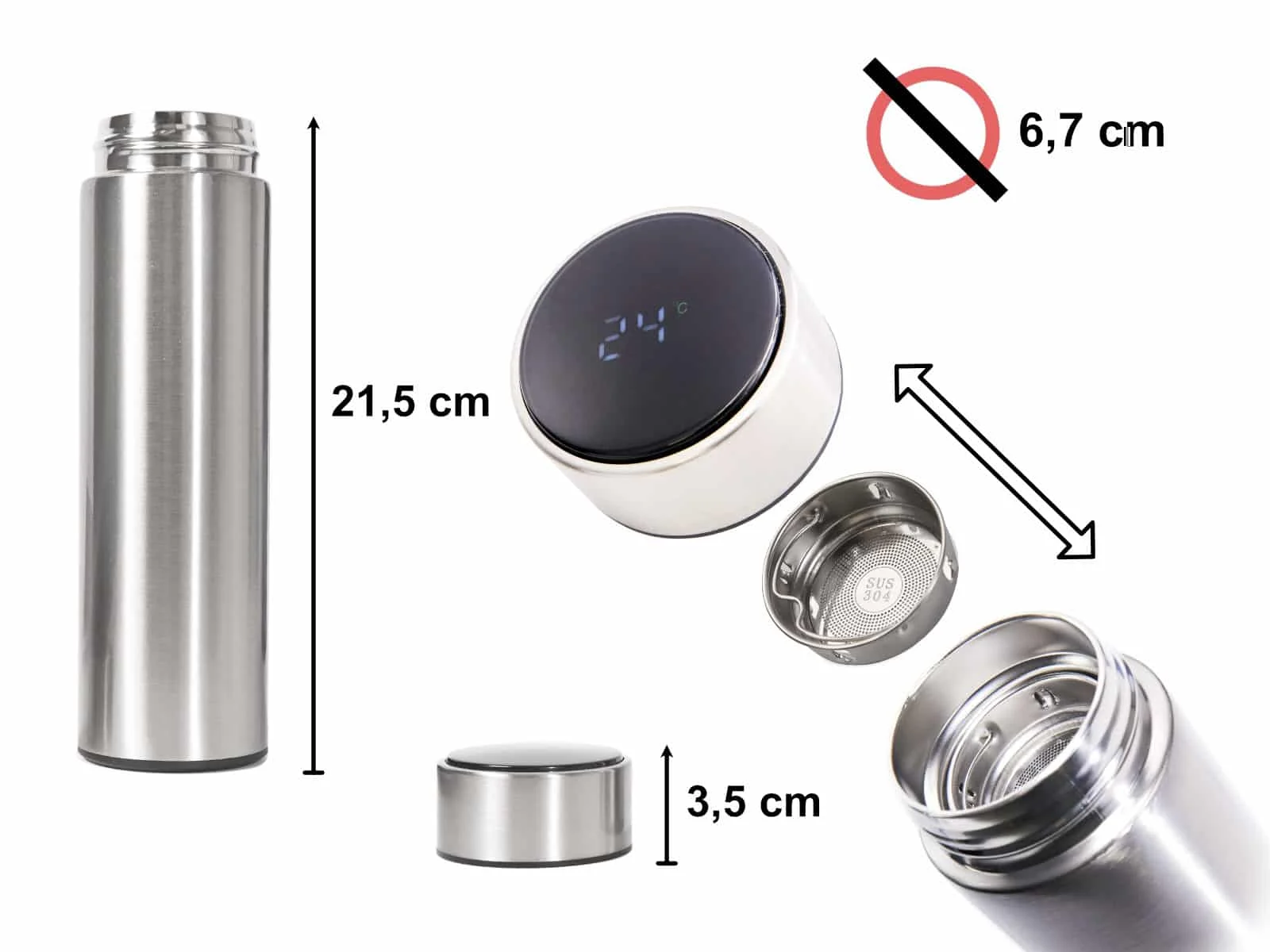 AVEX – Recipient Termos SMART CUP LED, 500ml, cu afisaj temperatura