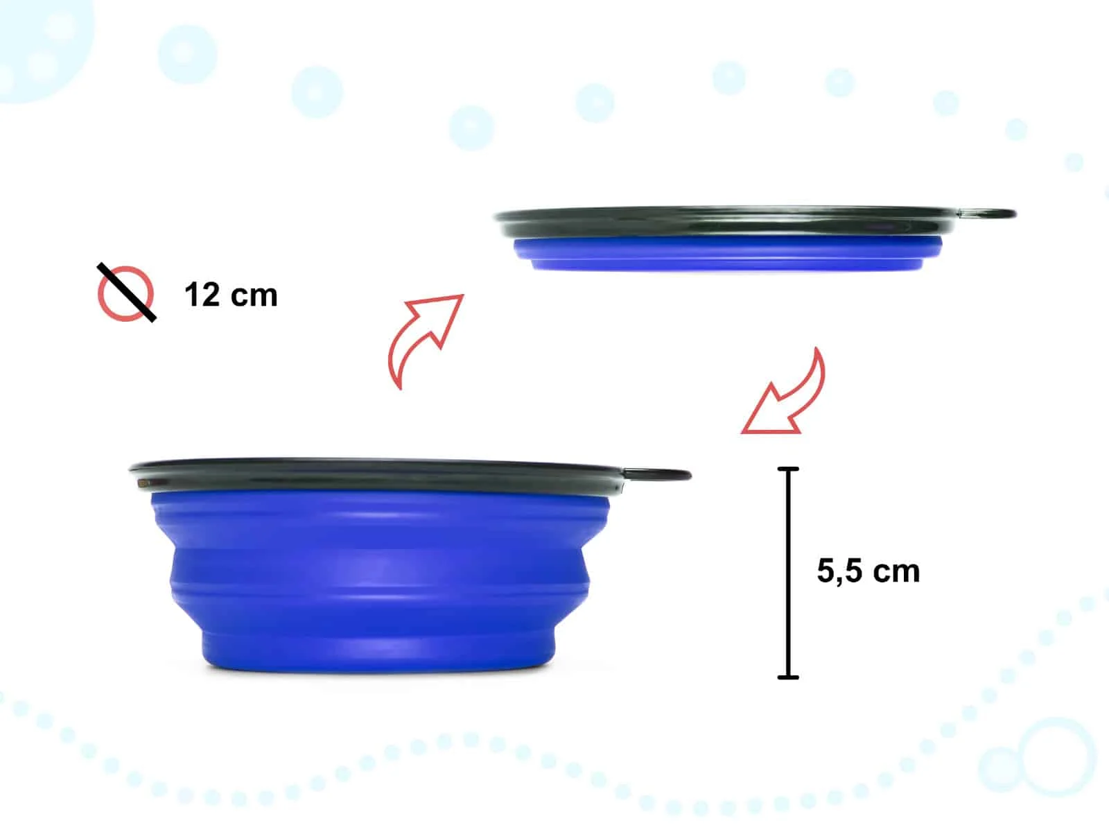 AVEX – Bol de voiaj din silicon pentru animale de companie, pliabil, culoare albastra, diametru 12 cm