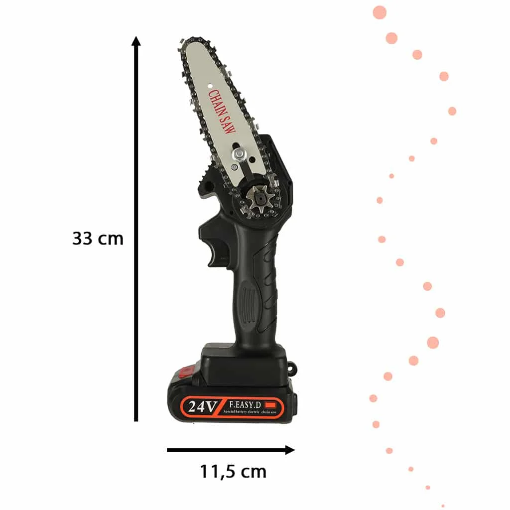 AVEX – Mini ferastrau electric cu lant, baterie de 24V si valiza de transport