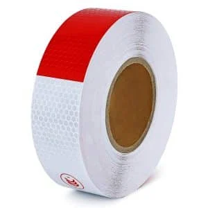 AVEX – Banda reflectorizanta adeziva tip fagure ALB ROSU (rola 5cm x 25m)