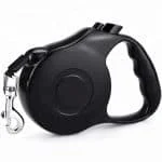 Lesă retractabilă automată pentru câini, 5 m – neagră, cu carabină rezistentă