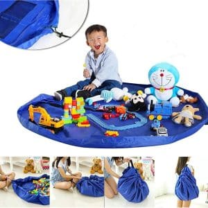AVEX – Covoras de joaca & Sac pentru jucarii, 2in1, culoare Albastra, diametru 150cm