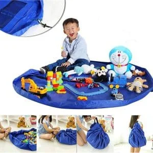 AVEX – Covoras de joaca & Sac pentru jucarii, 2in1, culoare Albastra, diametru 150cm