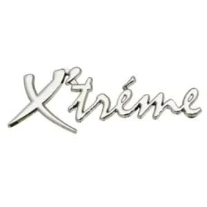 AVEX – Emblema auto metalica, autoadeziva, model "X’TREME", finisaj Crom, dimensiune, 15 x 3 cm