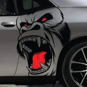 AVEX – Set 2 stickere autoadezive Tuning in doua culori, model "Gorilla", dimensiune 70 x 47 cm, culoare Negru + Rosu
