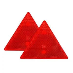 AMIO – Set 2 triunghiuri de avertizare reflectorizante pentru remorci, culoare rosie, dimensiune 15 x 15 cm