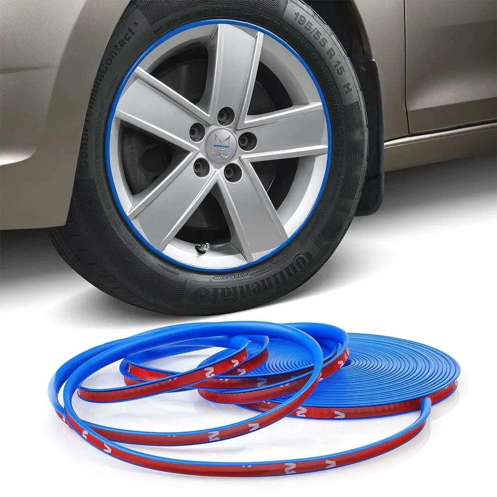 AVEX – Inele de protectie si decor jante, adezive, din plastic flexibil ALBASTRU