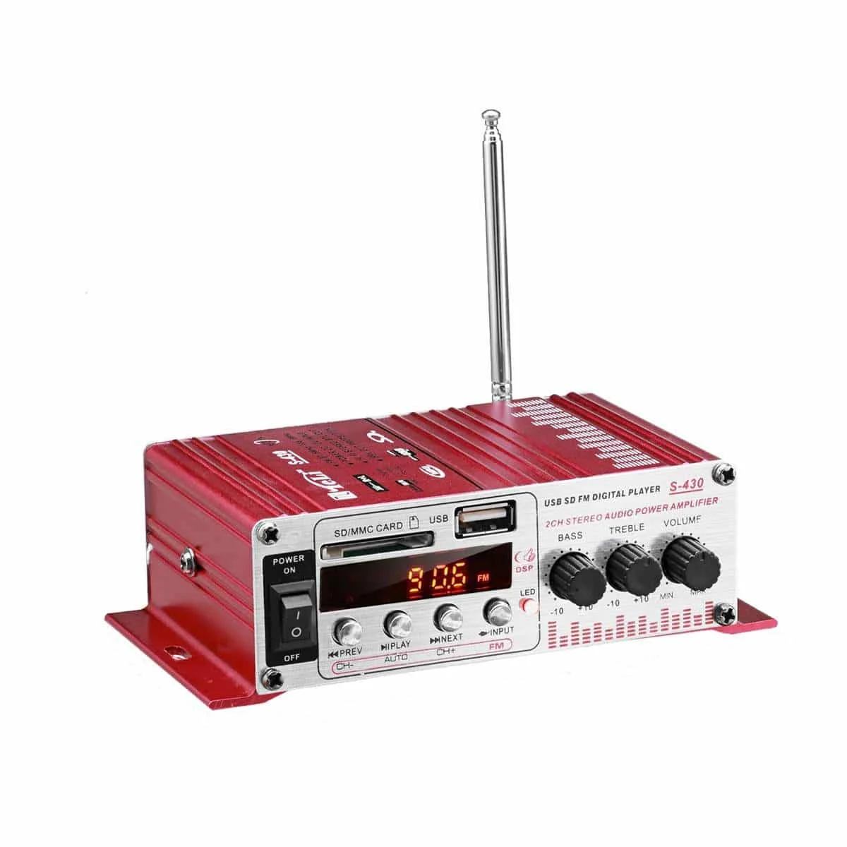 AVEX – MINI amplificator auto, stereo, 12V, 40 W, radio FM, citire USB sau card SD, cu telecomanda