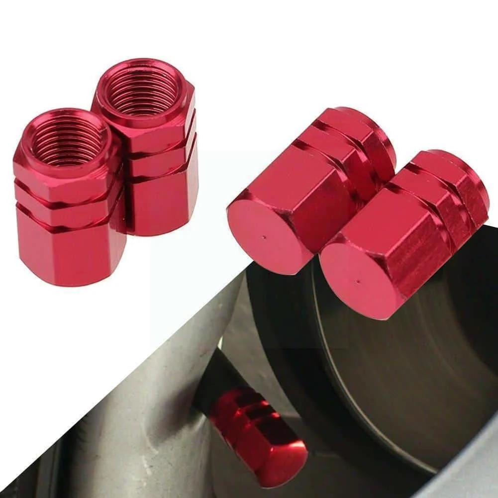 AMIO – Set capacele auto pentru ventil hexagon rosu 4 buc