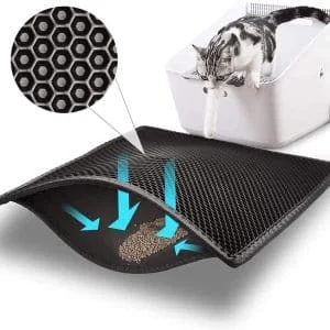 AVEX – Covoras impermeabil pentru litiera pisici, dimensiune 40 x 60 cm, dublu strat, culoare Neagra