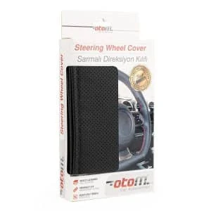OTOM – Husa volan OTOM din Piele Ecologica "Perforata" pentru autoturisme, diametru volan 37 39 cm, cu ac si ata Neagra
