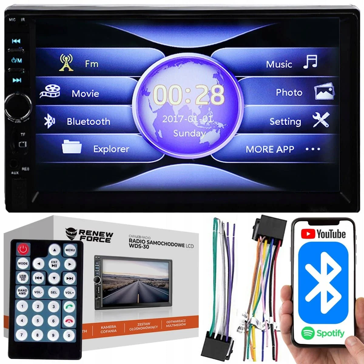 AVEX – Player Video Auto, dimensiune 2DIN, TouchScreen de 7 inch, 4 x 50W, model WDS 30 cu Bluetooth, Handsfree, Radio, MP3, WMA, MP4…
