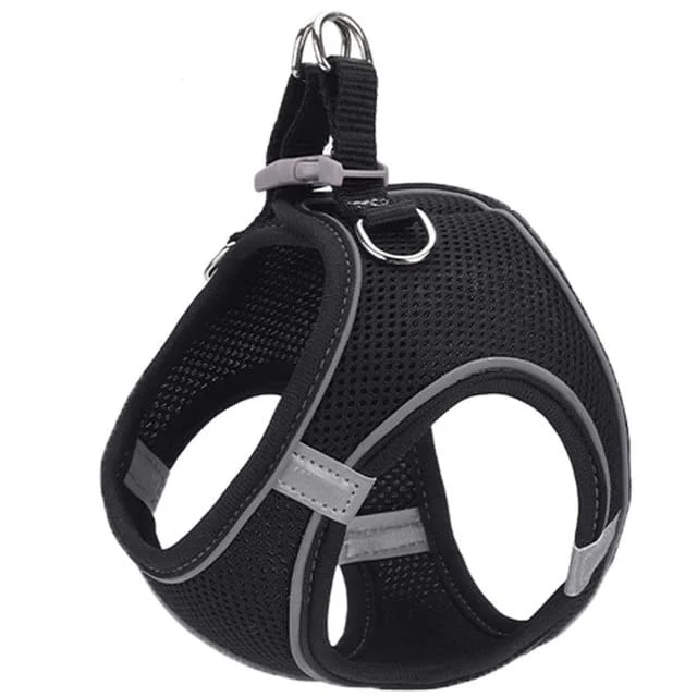 AniOne – Ham pentru caini de talie mica cu elemente reflectorizante, confortabil, marime XXXS, culoare Negru, AniOne Germany