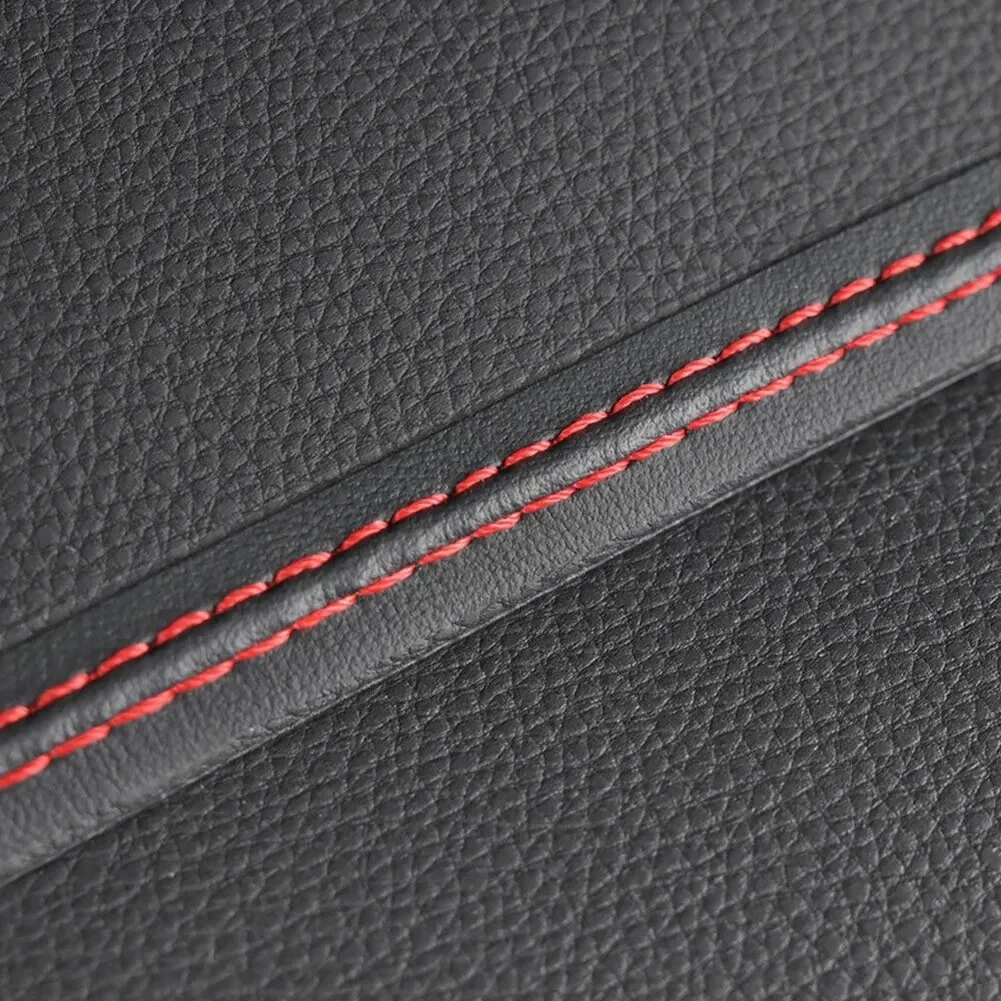 AVEX – Banda decorativa pentru interiorul vehiculului, lungime 2m, din piele ecologica, culoare Neagra + cusatura Rosie