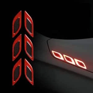 AVEX – Set 2 stickere reflectorizante DIAMOND cu insertie Carbon 5D, culoare Rosie
