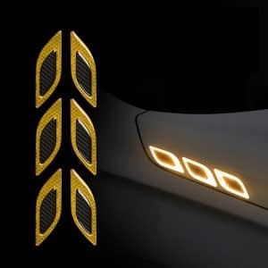 AVEX – Set 2 stickere reflectorizante DIAMOND cu insertie Carbon 5D, culoare Galbena