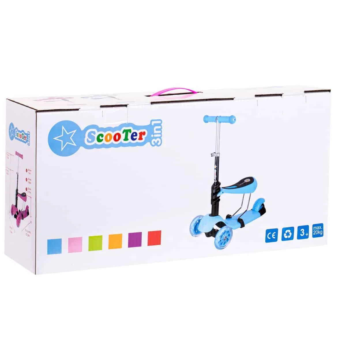 Tricicleta + Trotineta + Skateboard (3in1) roti iluminate LED ROZ
