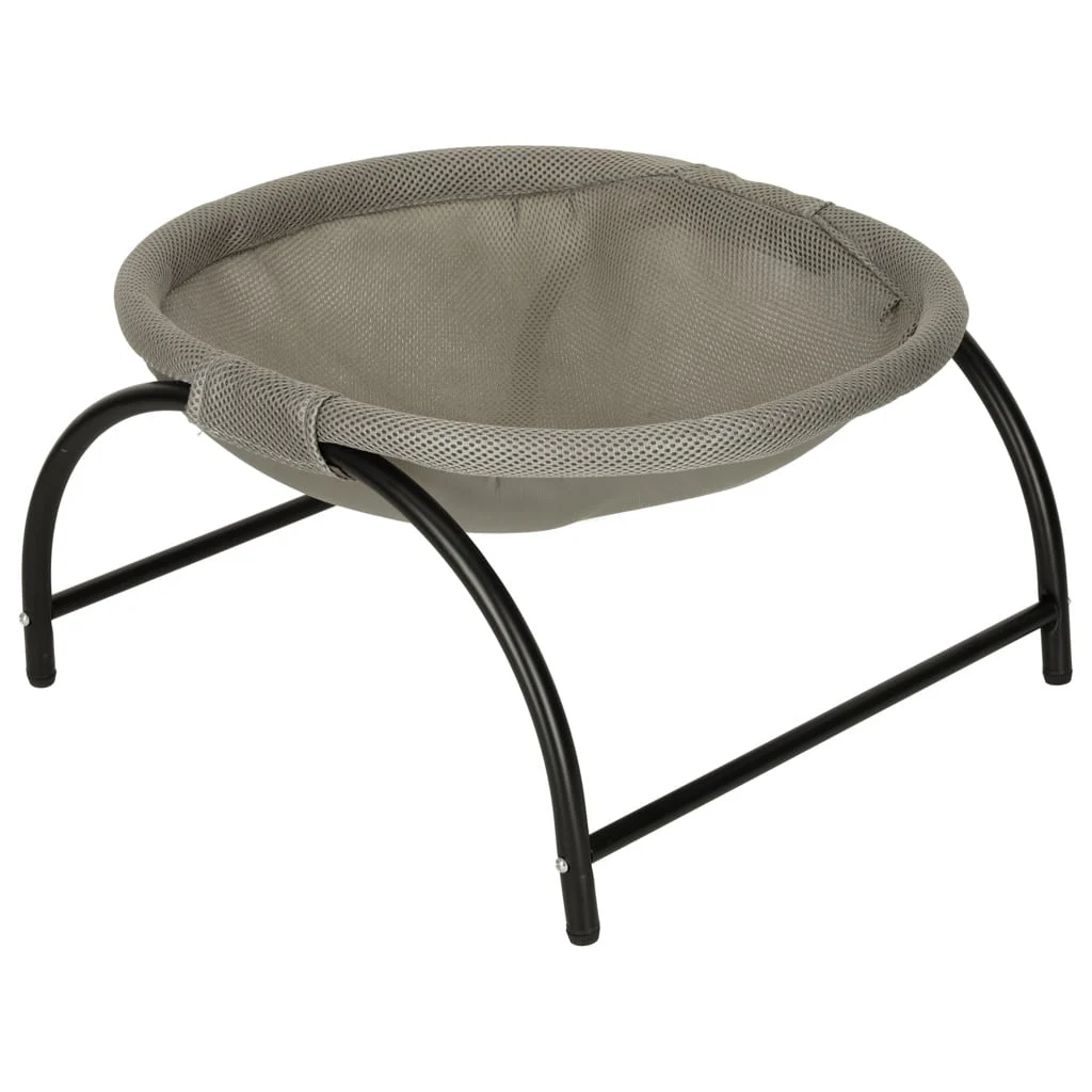 Pat de tip hamac pentru caini si pisici, cadru metalic negru si panza gri, dimensiune 45 x 42 x 23 cm