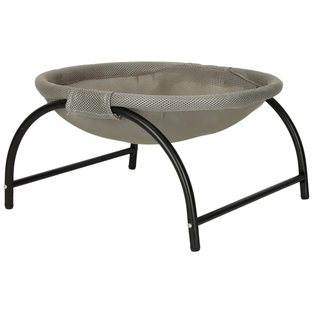 Pat de tip hamac pentru caini si pisici, cadru metalic negru si panza gri, dimensiune 45 x 42 x 23 cm