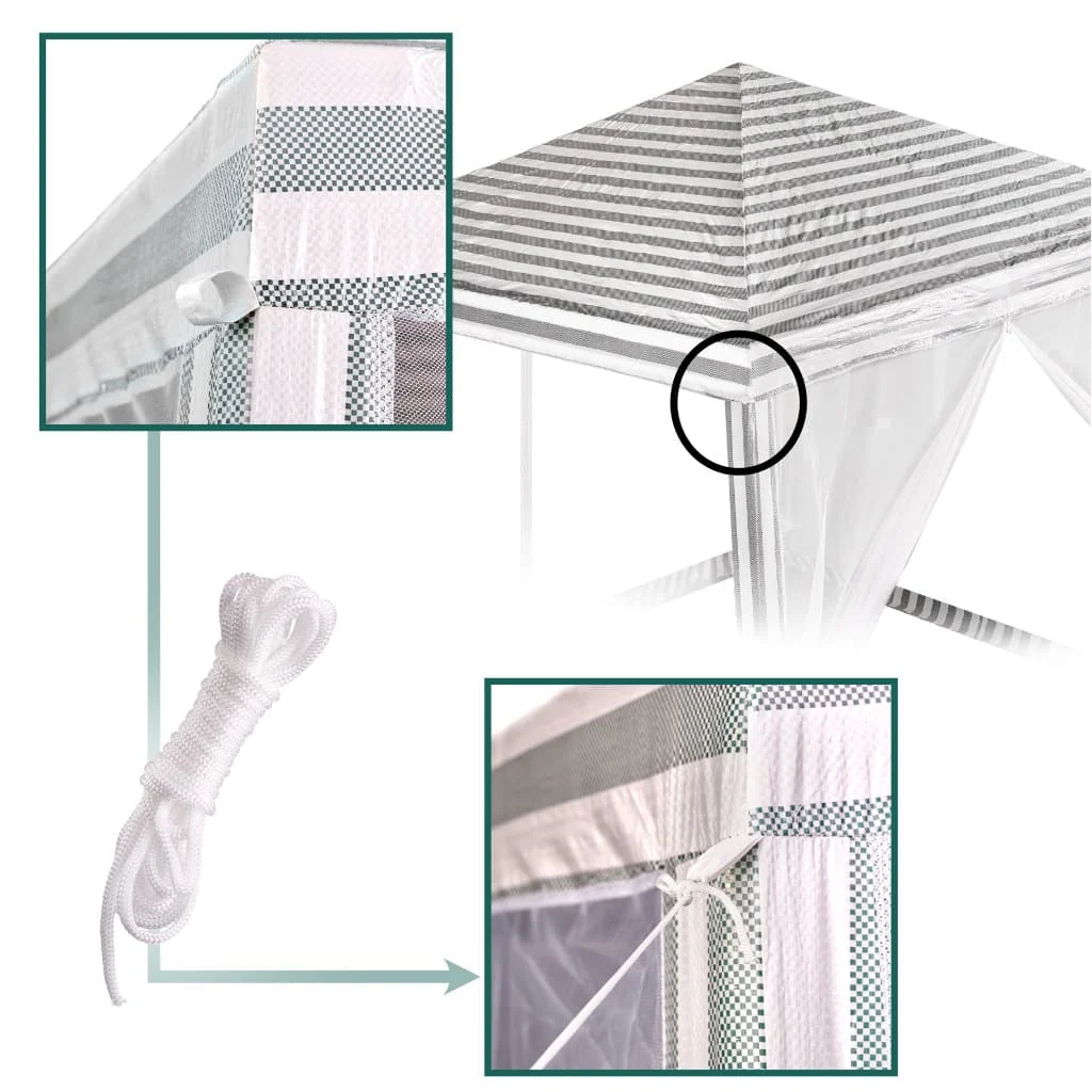 Pavilion de gradina, cort pentru petreceri, foișor cu plasa de tantari, culoare alb/verde, dimensiune 3 x 3 m
