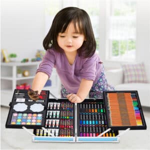 AVEX – Set 145 piese pentru pictura, pentru copii sau adulti, pixuri de colorat, creioane colorate si vopsele de pictura, cu geanta de…