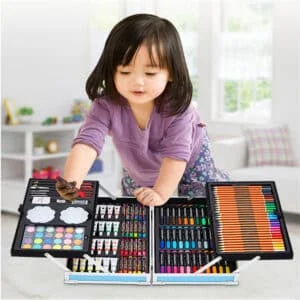 AVEX – Set 145 piese pentru pictura, pentru copii sau adulti, pixuri de colorat, creioane colorate si vopsele de pictura, cu geanta de…