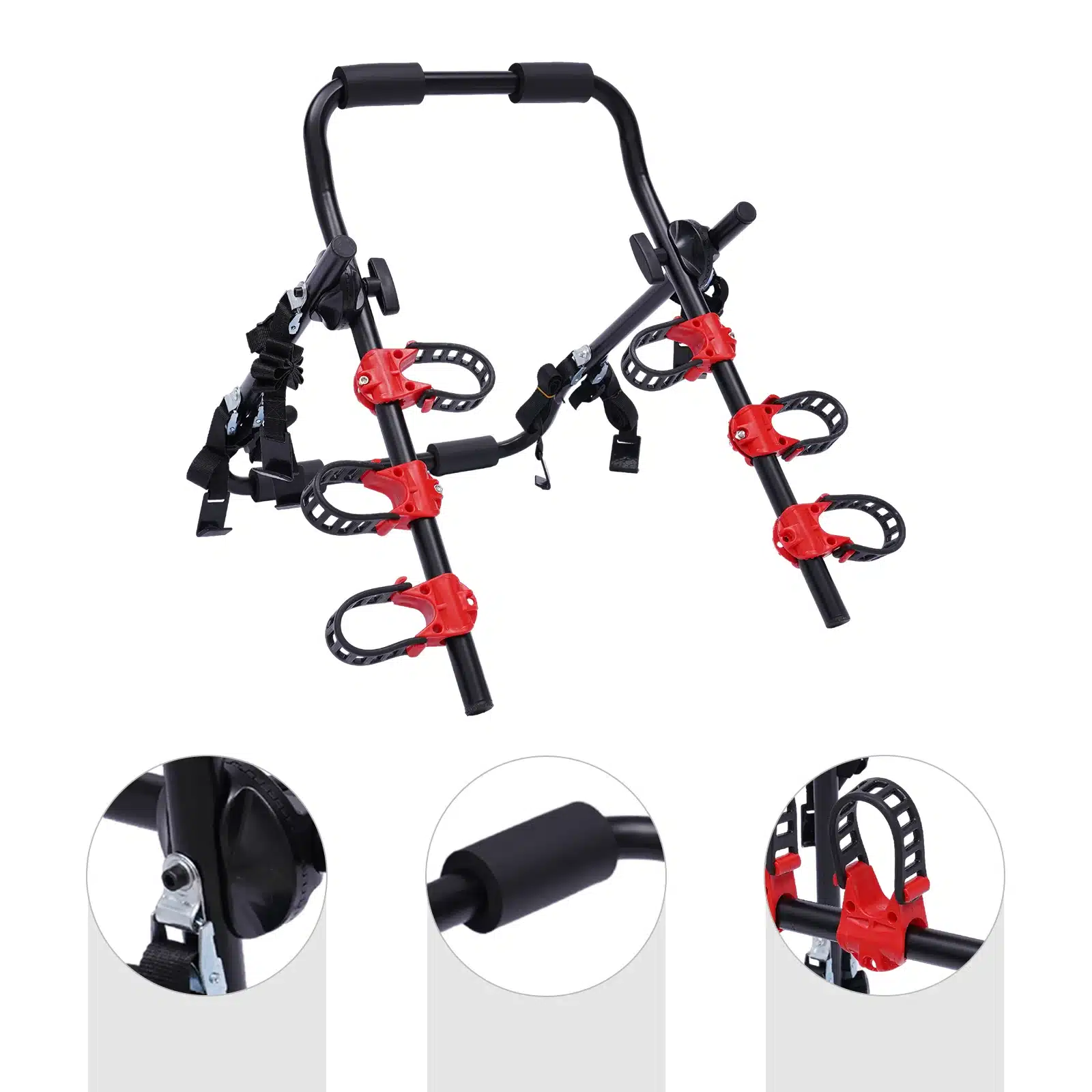 Suport auto pentru transport 3 biciclete, capacitate 58 kg, montaj rapid prin curele