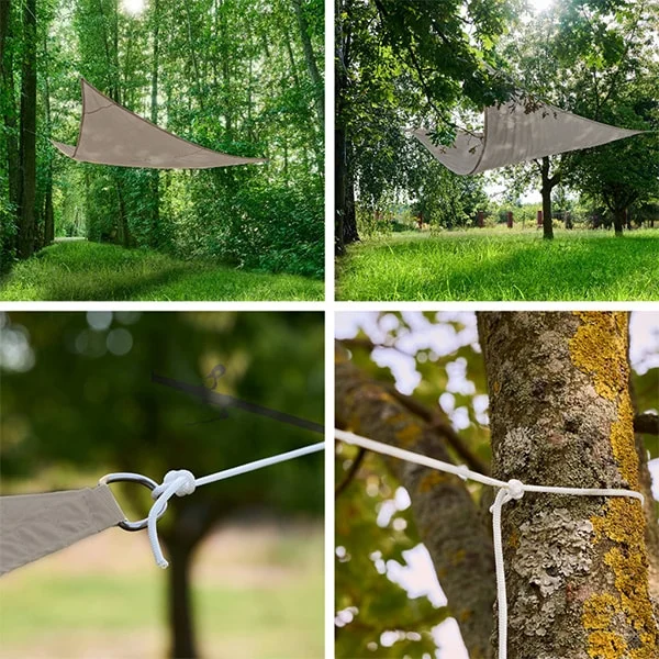 Umbrar de gradina triunghiular, impermeabil, culoare Gri, dimensiune 3 x 3 x 3 m