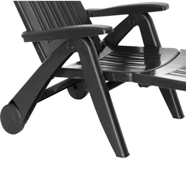 Sezlong de Plaja sau Gradina, reglabil, dimensiune 190 x 60 x 72 cm, material plastic, culoare Negru