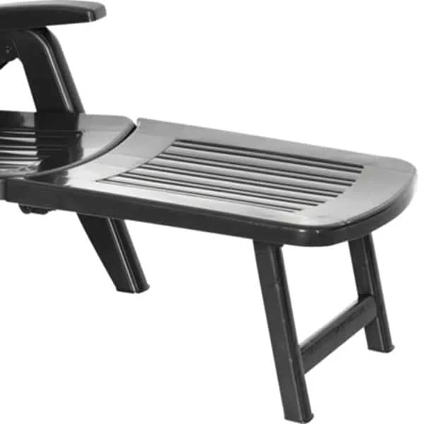 Sezlong de Plaja sau Gradina, reglabil, dimensiune 190 x 60 x 72 cm, material plastic, culoare Negru