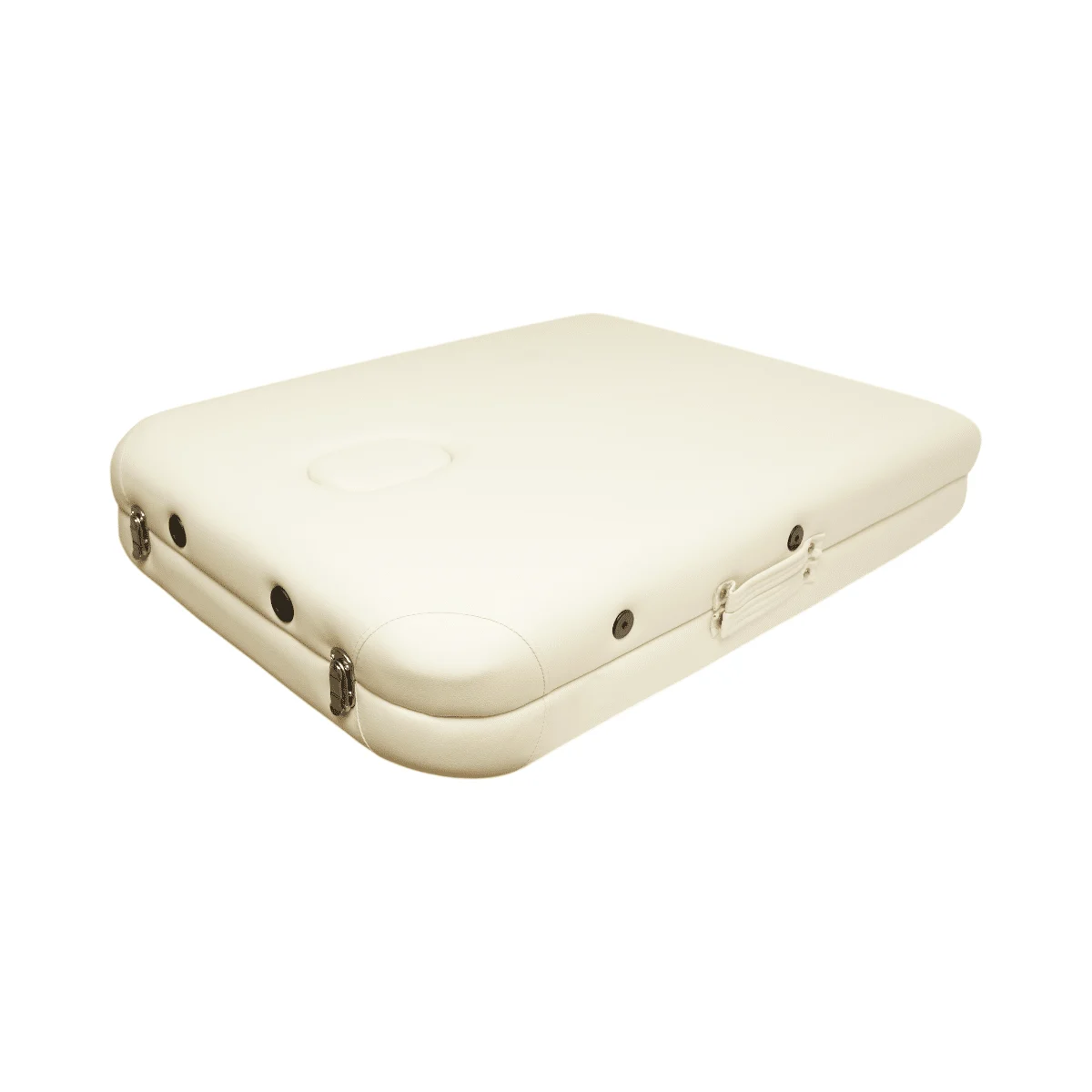 Masa de masaj pliabila, 2 zone, cadru lemn, spuma 5cm, inaltime 55 76cm, piele ecologica, dimensiuni 60x213cm, culoare Crem
