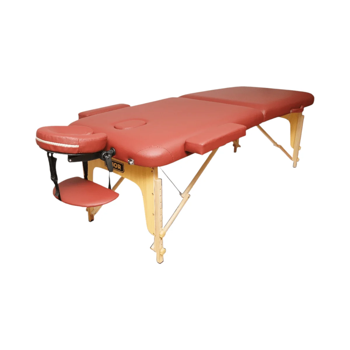 Masa de masaj pliabila, 2 zone, cadru lemn, spuma 5cm, inaltime 55 76cm, piele ecologica, dimensiuni 60x213cm, culoare Burgundy