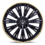 Set 4 capace roti VELAR Trident Gold/Black, design multi-spoke Premium, ABS rezistent, Universal, pentru jante R16