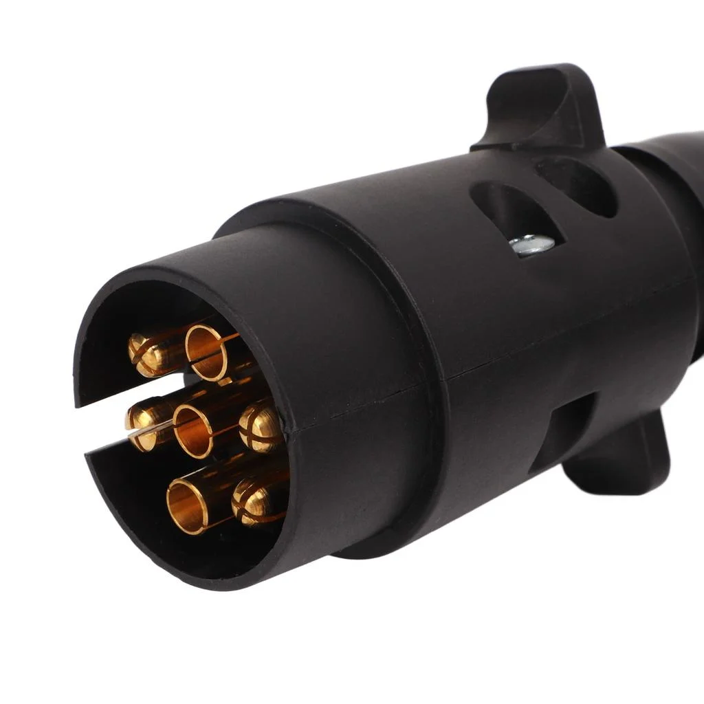 Cablu electric spiralat pentru remorca sau rulota cu 2 mufe Tata/Tata cu 7 pini, lungime 2.5m, culoare Neagra