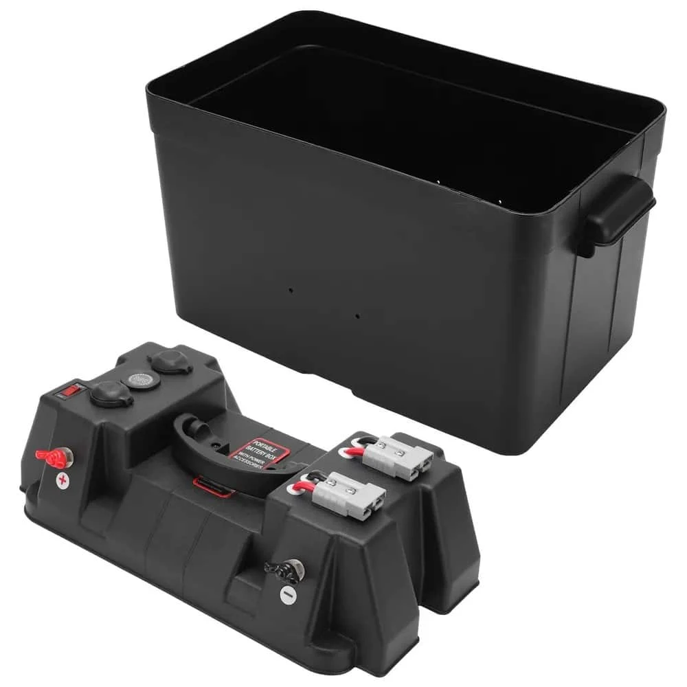 Cutie Ermetica SMART pentru baterie auto, multifunctionala cu terminale externe, voltmetru, pentru calatorii, camping, ambarcatiuni…