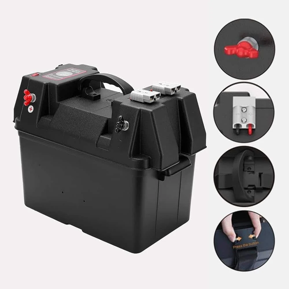 Cutie Ermetica SMART pentru baterie auto, multifunctionala cu terminale externe, voltmetru, pentru calatorii, camping, ambarcatiuni…
