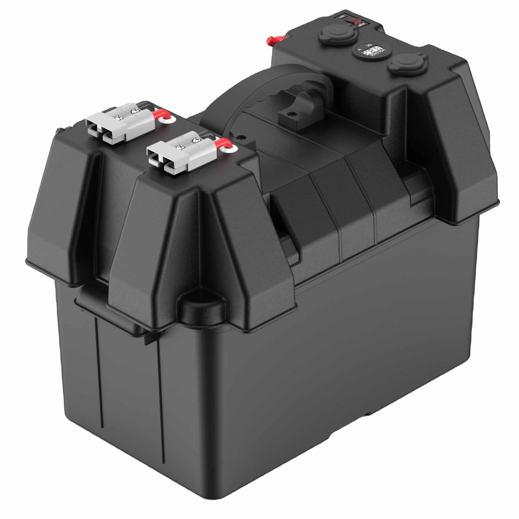 Cutie Ermetica SMART pentru baterie auto, multifunctionala cu terminale externe, voltmetru, pentru calatorii, camping, ambarcatiuni…