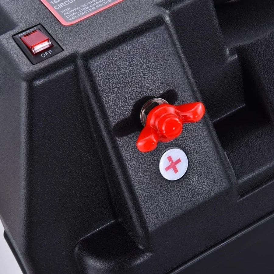 Cutie Ermetica SMART pentru baterie auto, multifunctionala cu terminale externe, voltmetru, pentru calatorii, camping, ambarcatiuni…