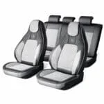 Set huse scaune auto Premium, model BLAZE Prime, design Sportiv, universale, ergonomice, Piele Ecologica cu insertii textile, culoare Negru/Gri