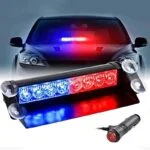 Lampa stroboscopica pentru parbriz. montaj cu ventuze, culori Rosu - Albastru, putere 8W, alimentare 12V
