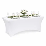 Husa pentru masa dreptunghiulara, culoare alba, elastica, dimensiune 120 x 60 x 74cm