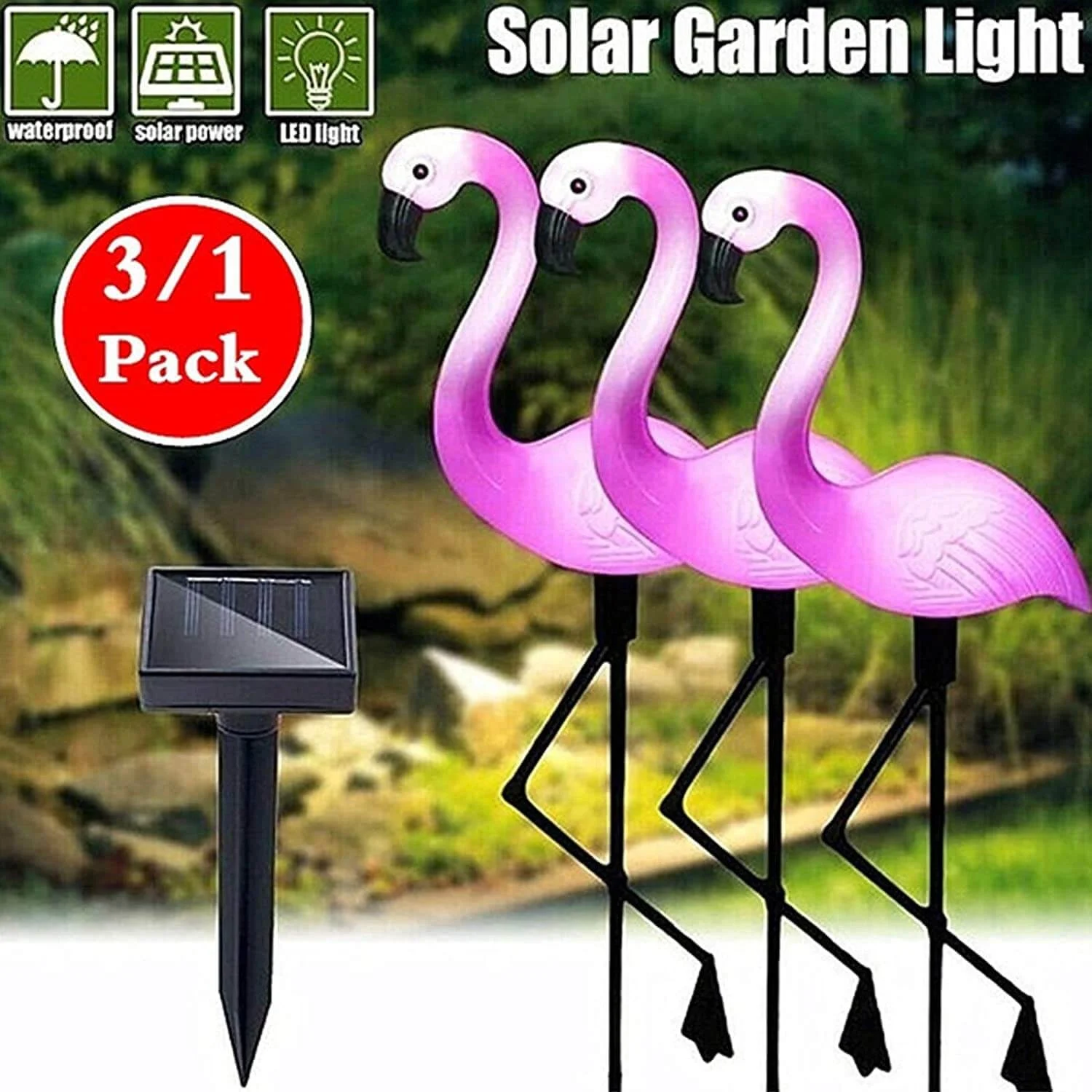 AVEX – Set 3 x Lampa Solara estetica exterioara de gradina model "Flamingo"