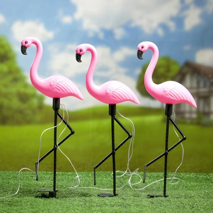 AVEX – Set 3 x Lampa Solara estetica exterioara de gradina model "Flamingo"